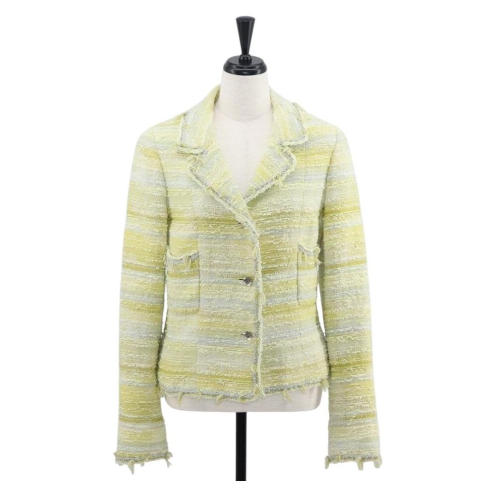 Chanel Tweed Jacket Yellow Wool